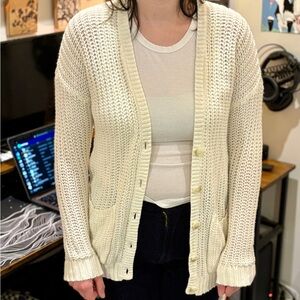 American Eagle Outfitters Cream Button-Up Cardigan